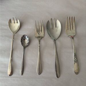 Variety vintage silverware serving assortment